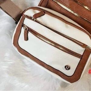 Brown and White Crossbody Bag